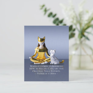 Origami Gold Foil Yoga Meditating Catwomen och Cat