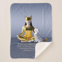 Origami Gold Foil Yoga Meditating Catwomen och Cat