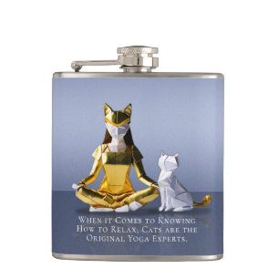 Origami Gold Foil Yoga Meditating Catwomen och Cat Fickplunta