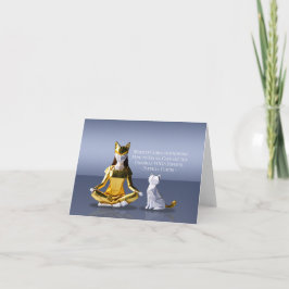 Origami Gold Foil Yoga Meditating Catwomen och Cat Kort