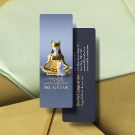 Origami Gold Foil Yoga Meditating Catwomen och Cat Mini Visitkort
