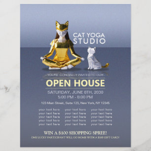 Origami Gold Foil Yoga Meditating Catwomen och Cat Reklamblad