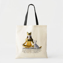 Origami Gold Foil Yoga Meditating Catwomen och Cat