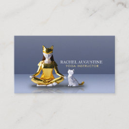 Origami Gold Foil Yoga Meditating Catwomen och Cat Visitkort