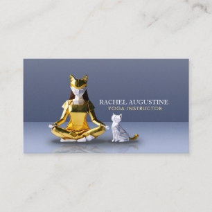 Origami Gold Foil Yoga Meditating Catwomen och Cat Visitkort