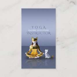 Origami Gold Foil Yoga Meditating Catwomen och Cat Visitkort