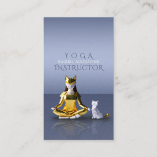 Origami Gold Foil Yoga Meditating Catwomen och Cat Visitkort