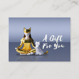 Origami Guld Yoga Meditating Catwomen och Cat Gift Rabattkort