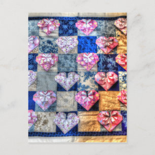 ORIGAMI HEARTS & PATCHWORK QUILT VYKORT