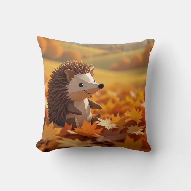 Origami Hedgehog Autumn Thmet Kudde (Framsida)