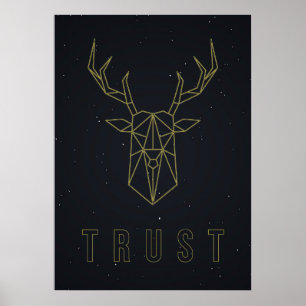 Origami-hjort-bekräftelse poster till självvård