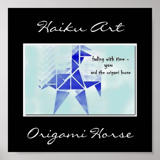 Origami Horse Haiku Art Skriv ut Poster (Framsidan)