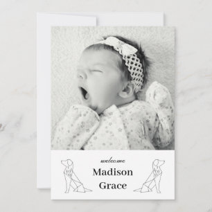Origami Hundar Unisex Baby Foto Födelsekort Meddelande