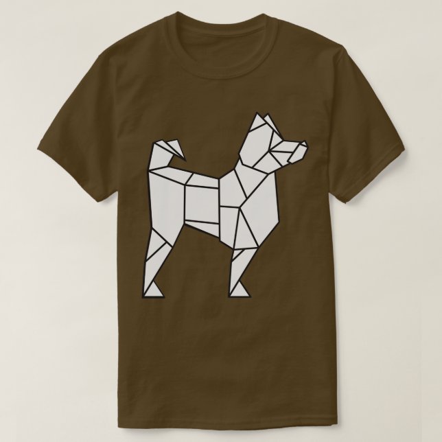 Origami Husky Origami Hund japansk papper konst T Shirt (Design framsida)