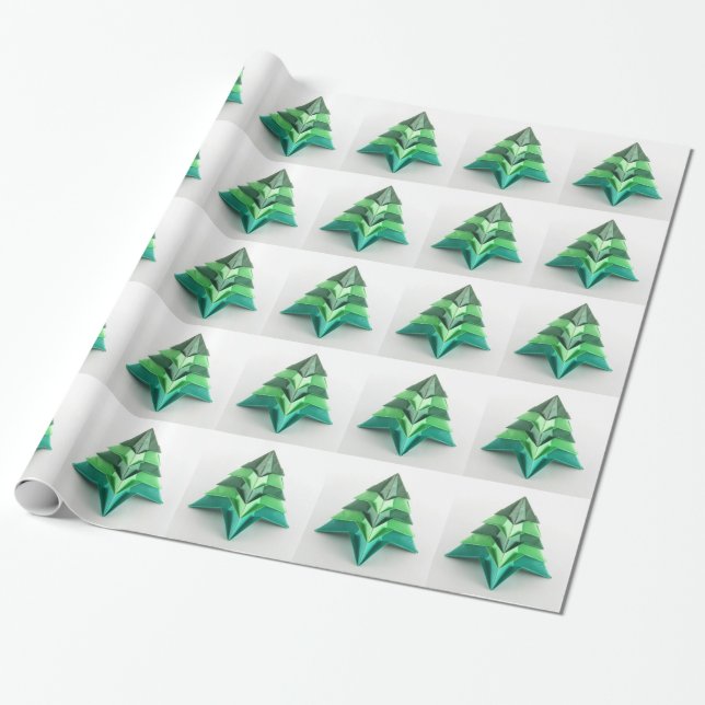 Origami julgran presentpapper (Utrullad)