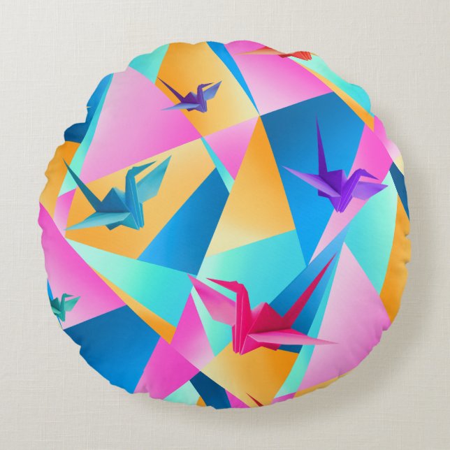Origami Kalejdoskop Rund Kudde (Framsidan)
