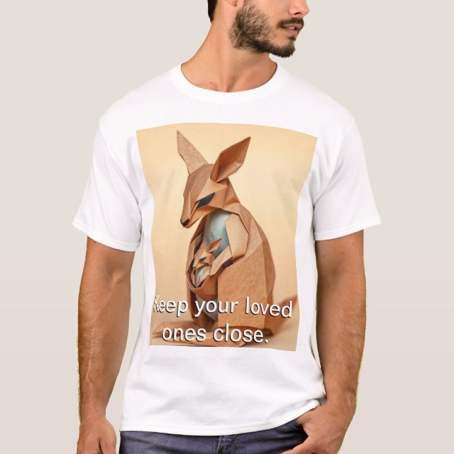 Origami-känguru och dess Joey  T Shirt (Framsida)