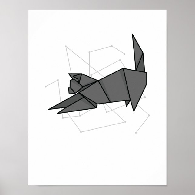 Origami Katze die sich streckt Poster (Framsidan)