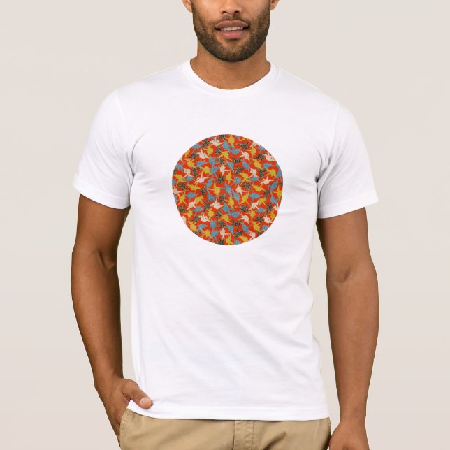 Origami kran Hinomaru (den japanska flagga) T-shirt (Framsida)