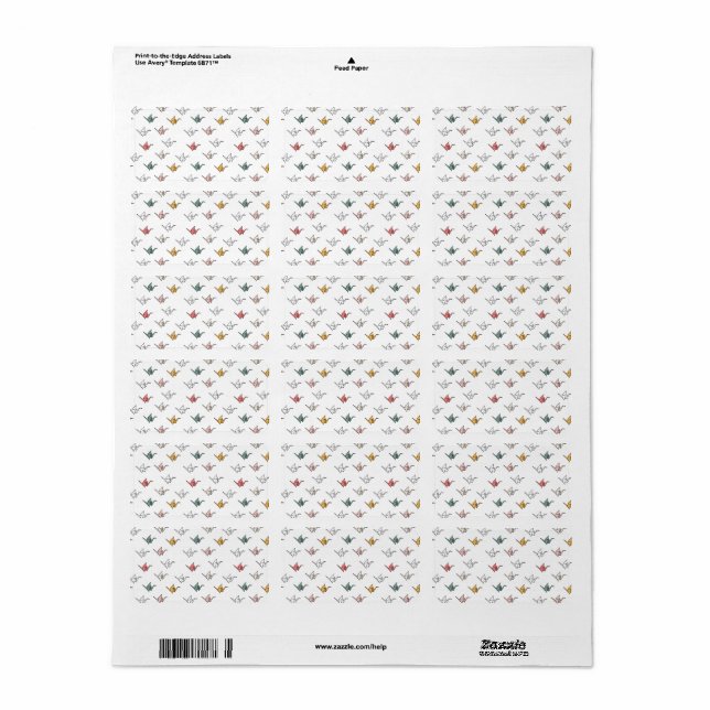 Origami Lugn - Crane Returadress Stickers Adressetikett (Helt Ark)