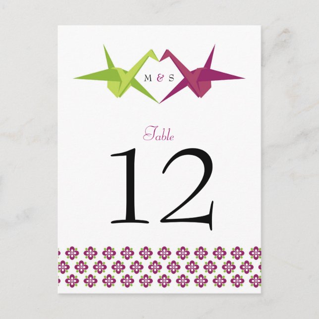 Origami Papper Crane Bröllop Vykort (Framsida)