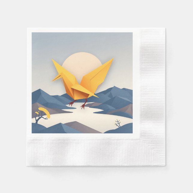 Origami Papper Crane Vector Art Pappersservett (Framsidan)