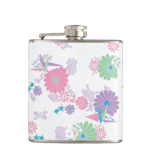 Origami Papper Cranes and Flowers Hip Flask Fickplunta