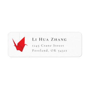 Origami Papper Cranes-Returadress Returadress Etikett