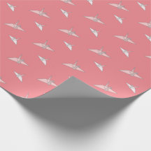 Origami Papper Cranes Salmon Rosa Wrapping Papper