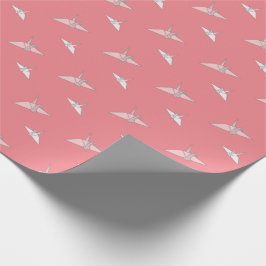 Origami Papper Cranes Salmon Rosa Wrapping Papper Presentpapper