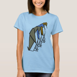 Origami Papper Folding Patterend Penguins T Shirt