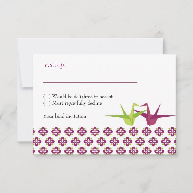 Origami Pappers Trana Bröllop RSVP OSA Kort (Framsida)