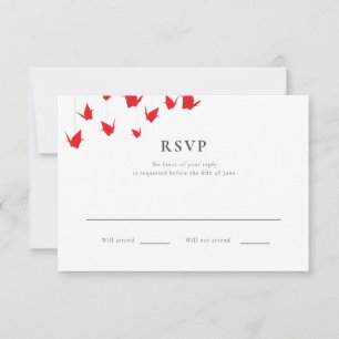 Origami Pappers Tranor Bröllop RSVP OSA Kort