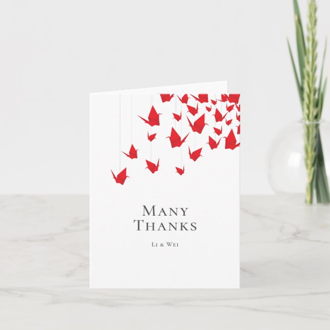 Origami Pappra Cranes Tack Kort (Framsida)