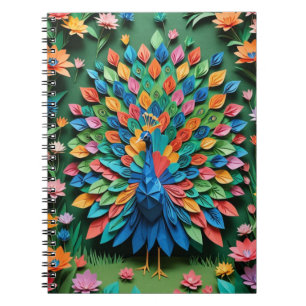 Origami peacock spiral anteckningsbok