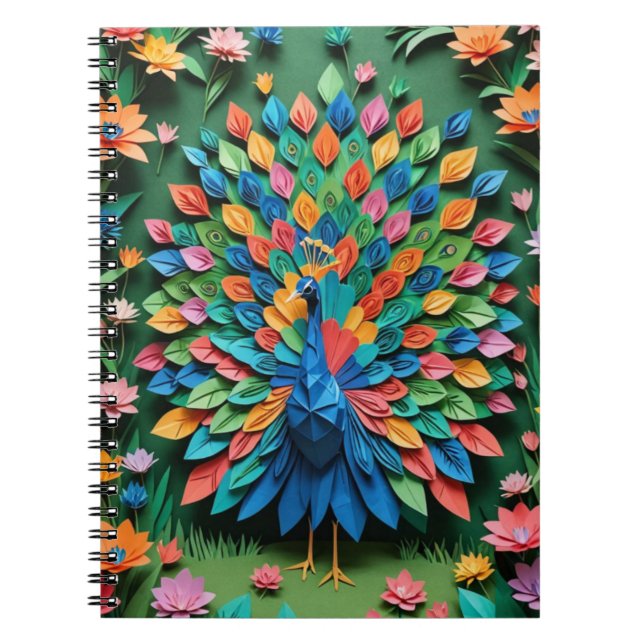Origami peacock spiral anteckningsbok (Framsidan)