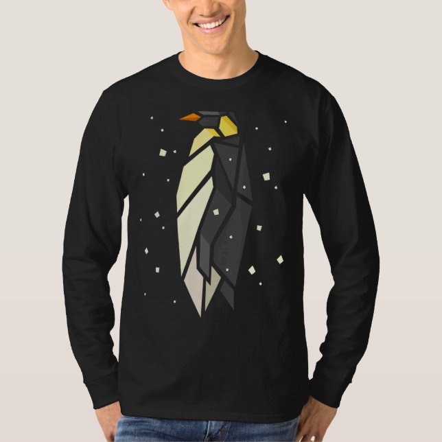 Origami Penguin Snowing T Shirt (Framsida)