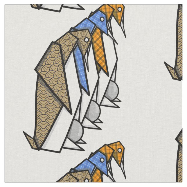 Origami Penguins som skyddar sina ägg Tyg (Närbild)