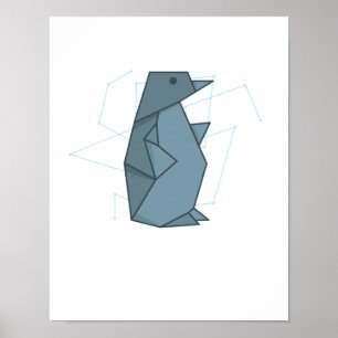 Origami Pinguin als Papierform Poster