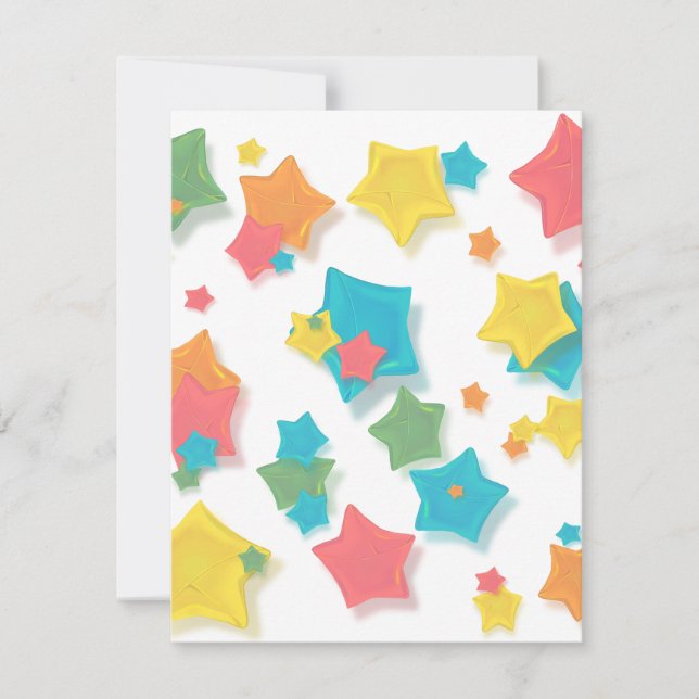 Origami Rainbow Stars Inbjudningar (Framsida)