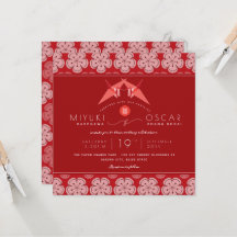Origami Red Papper Cranes & Sakura Asian Bröllop