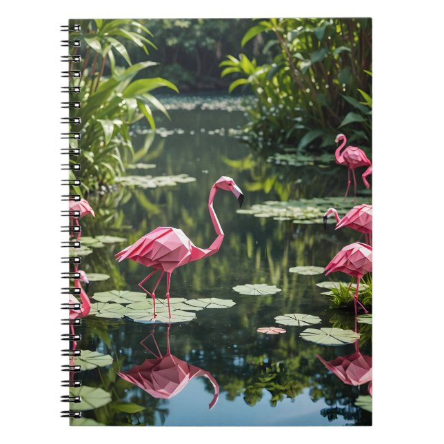 Origami Rosa Flamingo Börjar i skolan Anteckningsbok (Framsidan)
