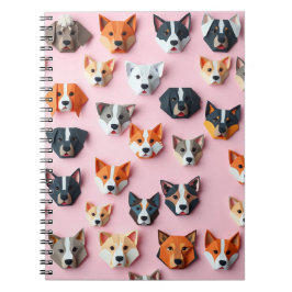 Origami rosa hundmönster - tillbaka till skolan anteckningsbok
