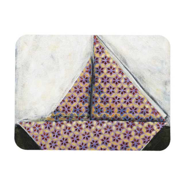 Origami Sailboat på Star Design Papper Magnet (Horisontell)