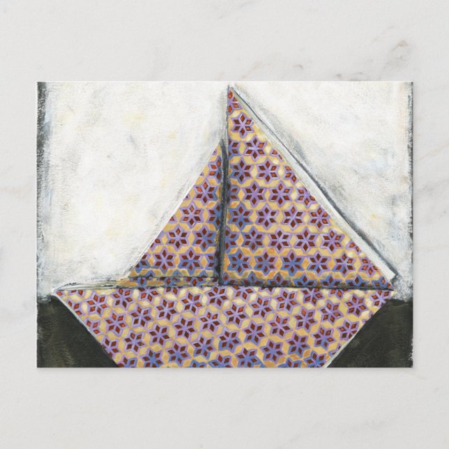 Origami Sailboat på Star Design Papper Vykort (Framsida)