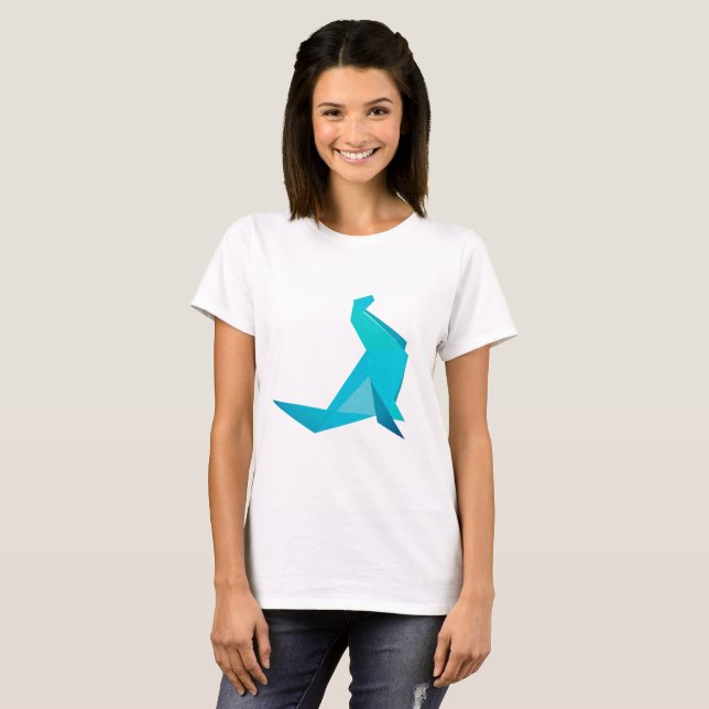 Origami-säl sommar-t-shirt t shirt (Hel framsida)