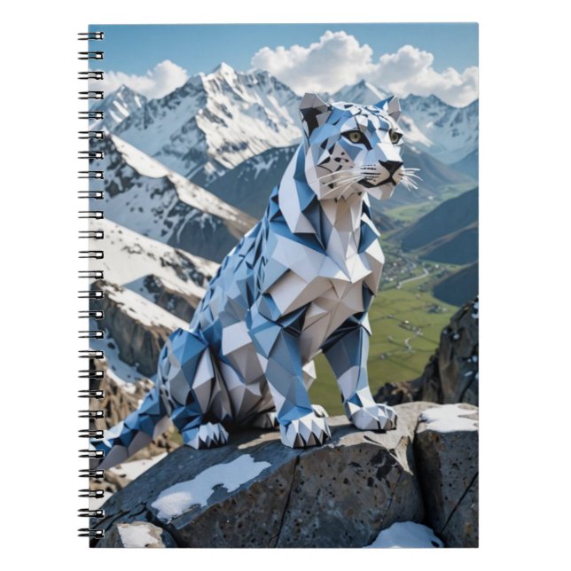 Origami Snö Hoppande Leopard Tillbaka till Skolan Anteckningsbok (Framsidan)