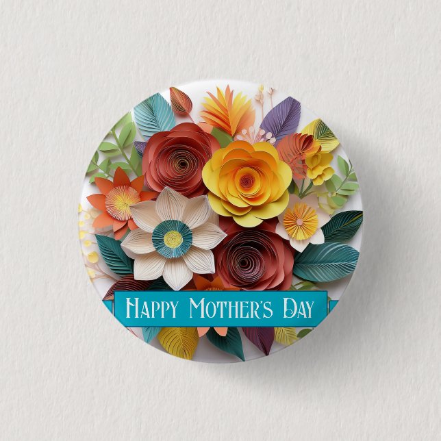 Origami Stil Blommigt Mors dag Knapp (Framsida)