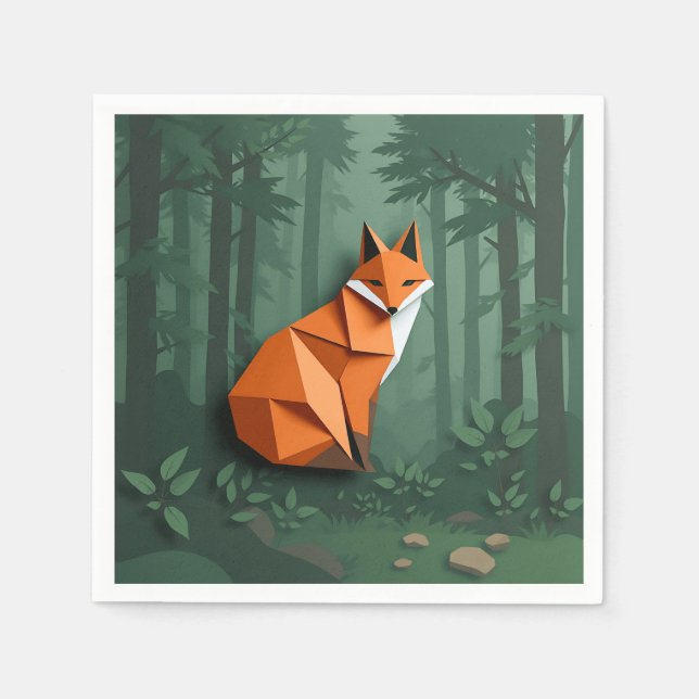 Origami Stil Fox Pappersservett (Framsidan)