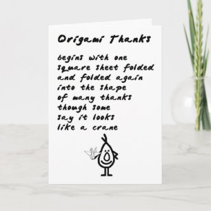 Origami Tack - ett roligt tack dikt Kort